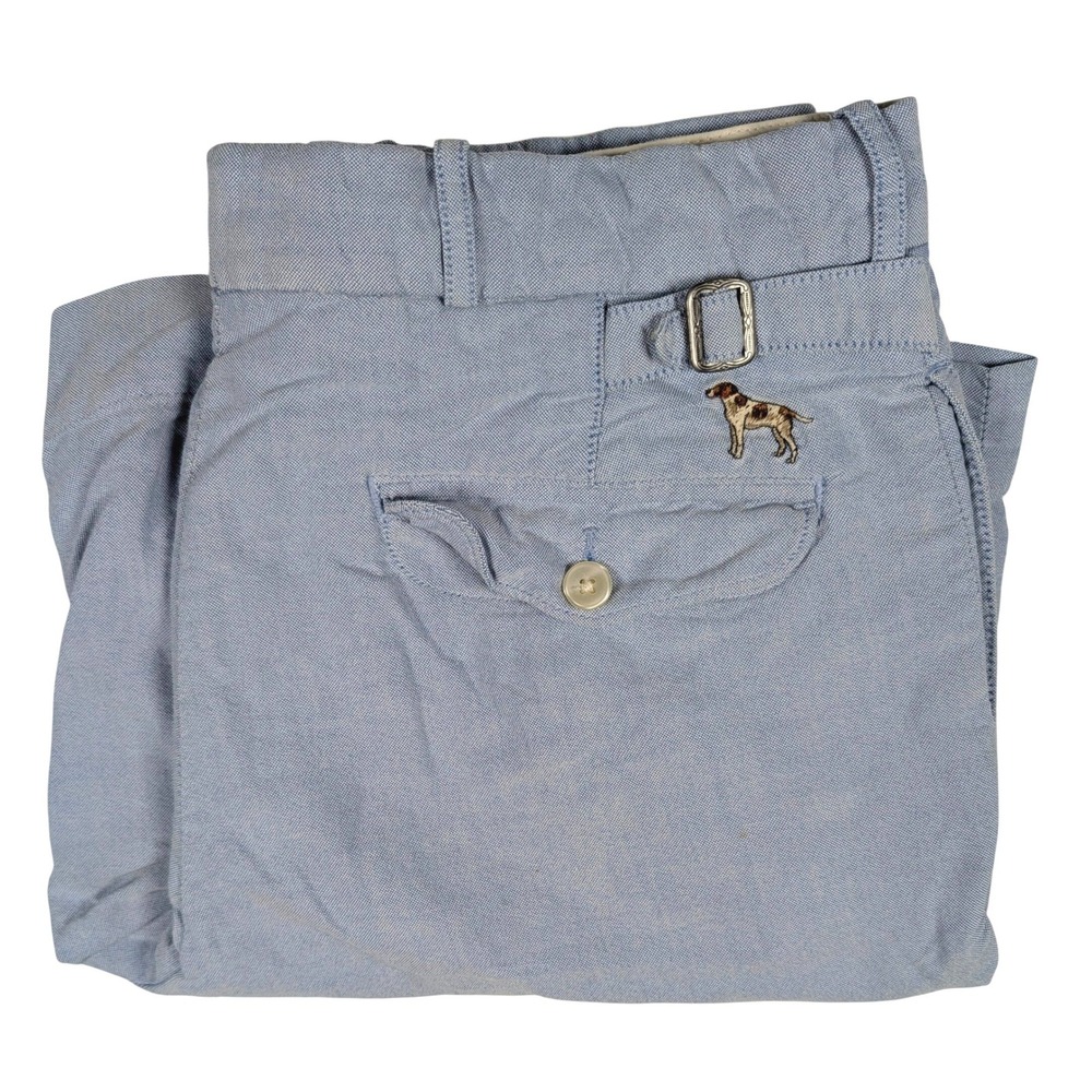 Polo Ralph Lauren Oxford Shorts Mens 32 Blue Buckle Back Embroidered Pointer Dog
